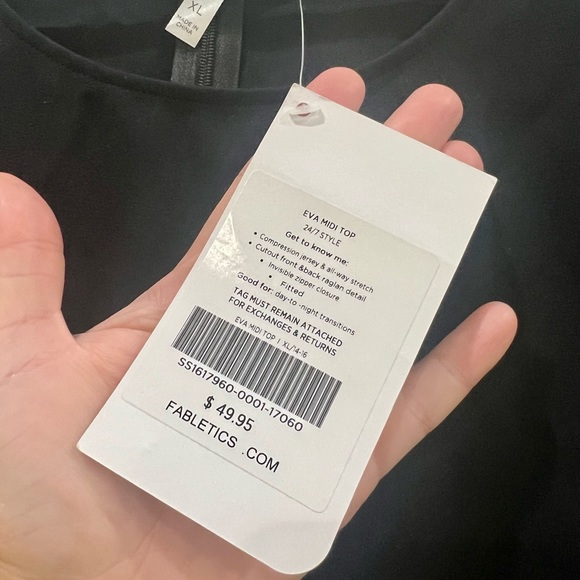 Fabletics | NWT Womens Size XL Black Eva Midi Top Cutouts - Picture 5 of 6